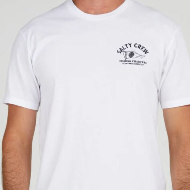 Salty Crew Fishing Charters SS T Shirt - White Mens T Shirt