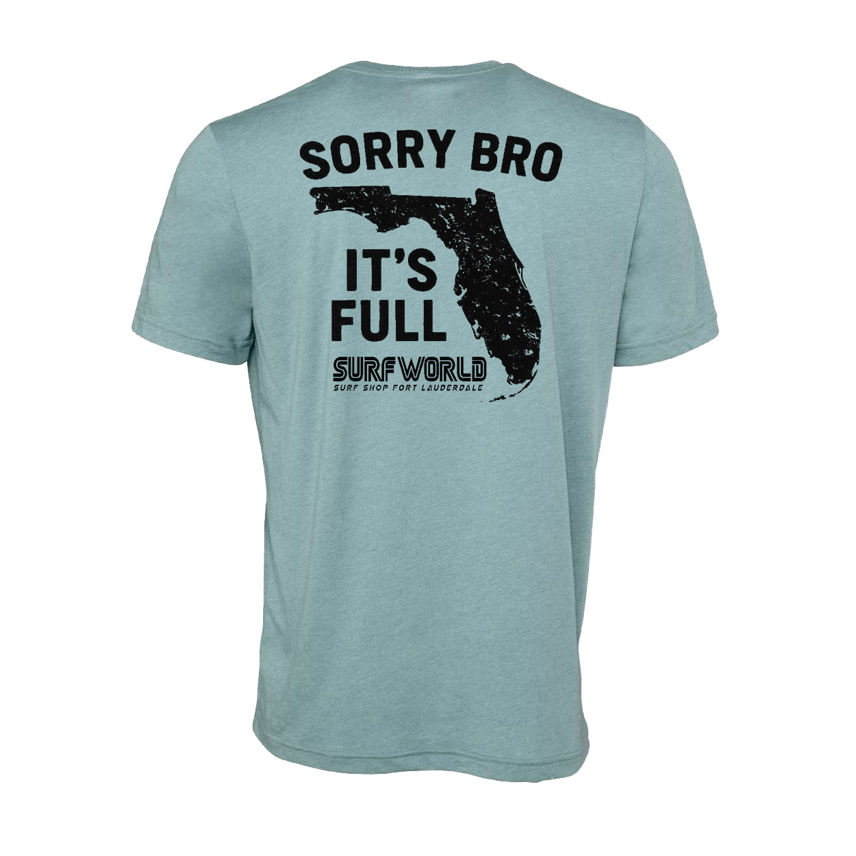 Surf World Sorry Bro It's Full Tee - Heather Dusty Blue Grn Mens T Shirt