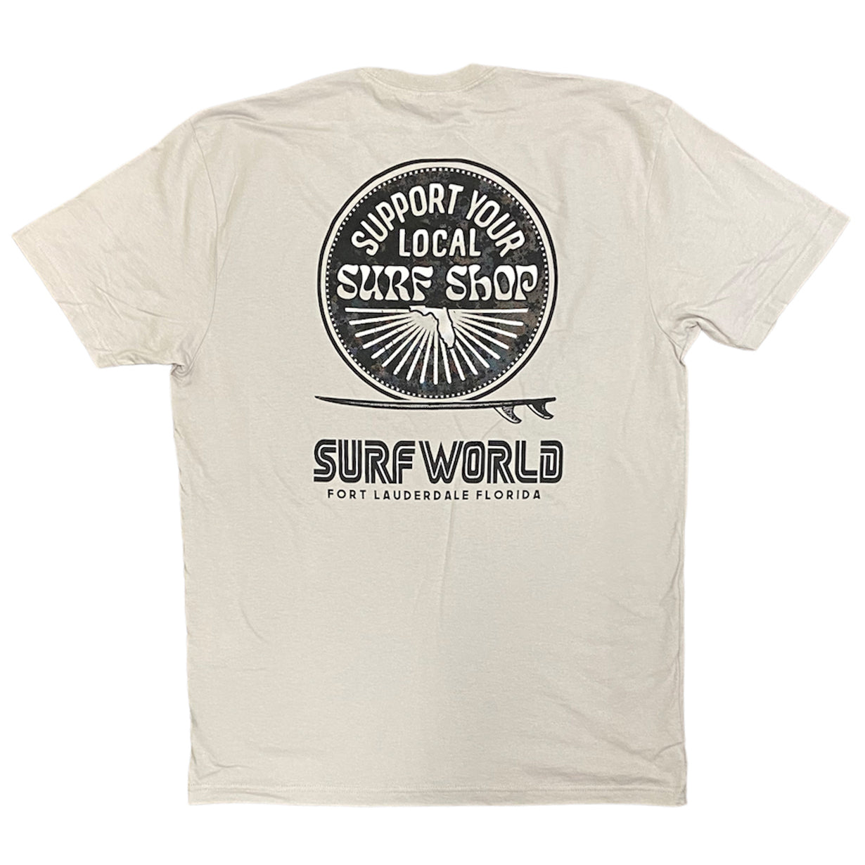 Surf World Support Your Local Surf Shop Tee Florida - Multi Colors Mens T Shirt Silver
