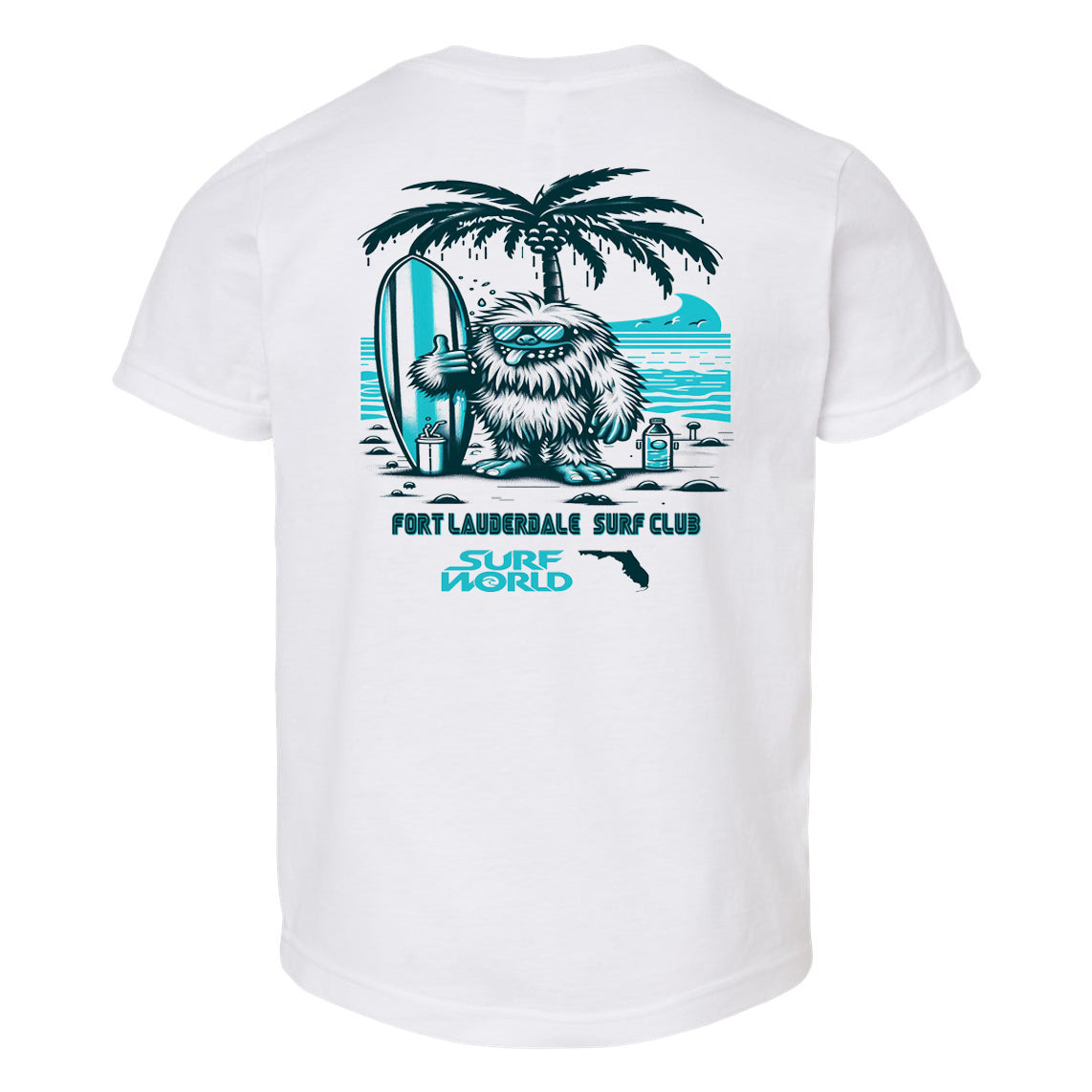 Surf World Summer Yeti Kids Tee Shirt - White Boys T Shirt