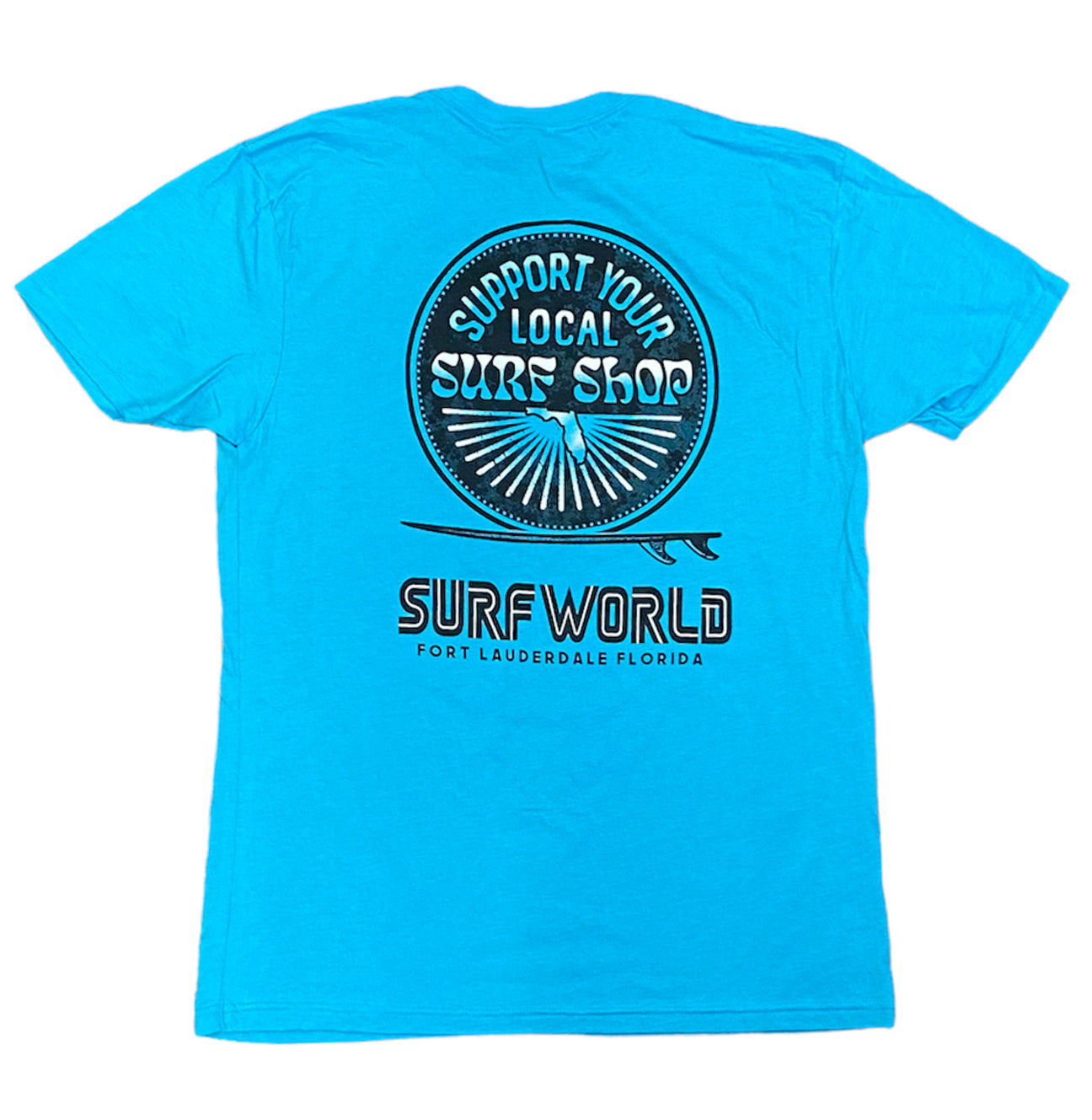 Surf World Support Your Local Surf Shop Tee Florida - Multi Colors Mens T Shirt Carib Blue