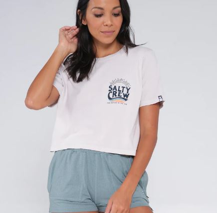 Salty Crew The Wave Women's Crop Tee- Natural Womens Top