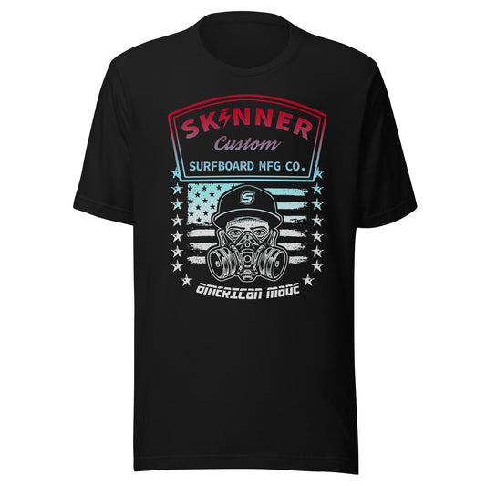 Skinner Surfboards Made in the USA Faded Mask Tee Mens T Shirt Black