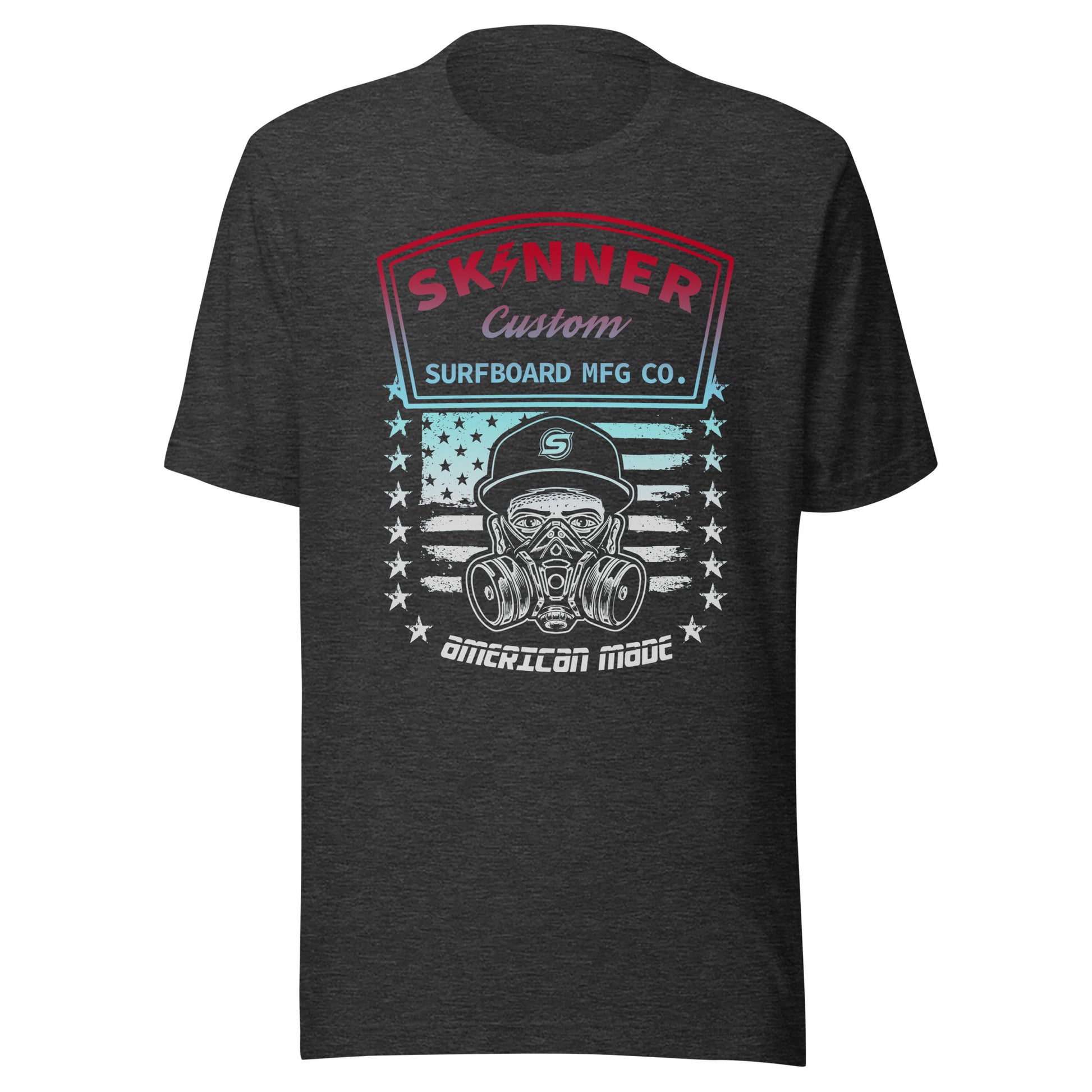 Skinner Surfboards Made in the USA Faded Mask Tee Mens T Shirt Dark Grey Heather