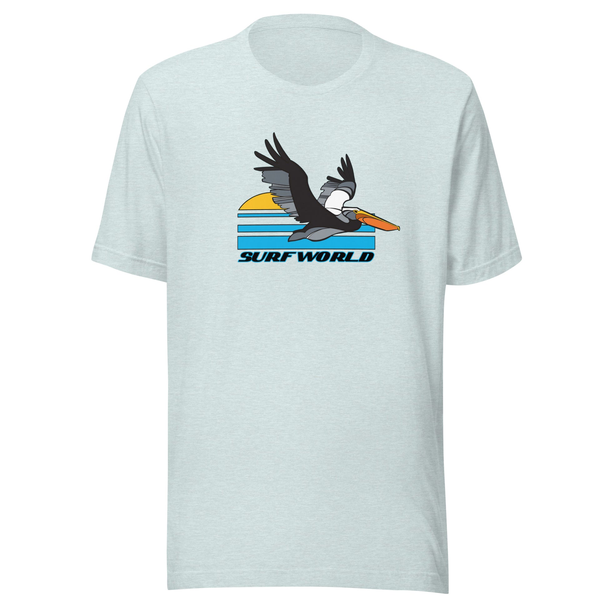 Surf World Florida Pelican Unisex t-shirt Mens T Shirt Heather Prism Ice Blue