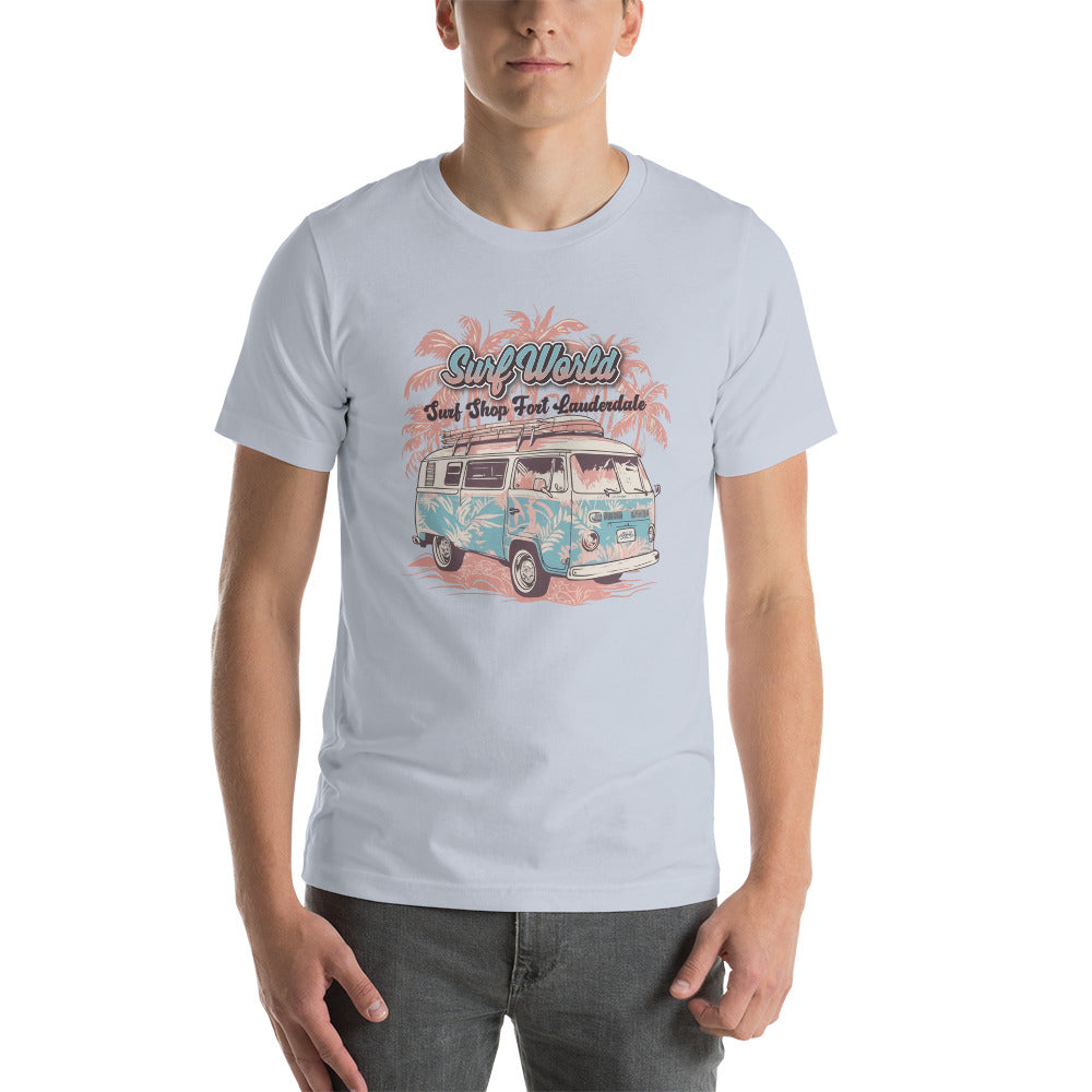 Surf World Floral VW Bus Unisex t-shirt Mens T Shirt Light Blue