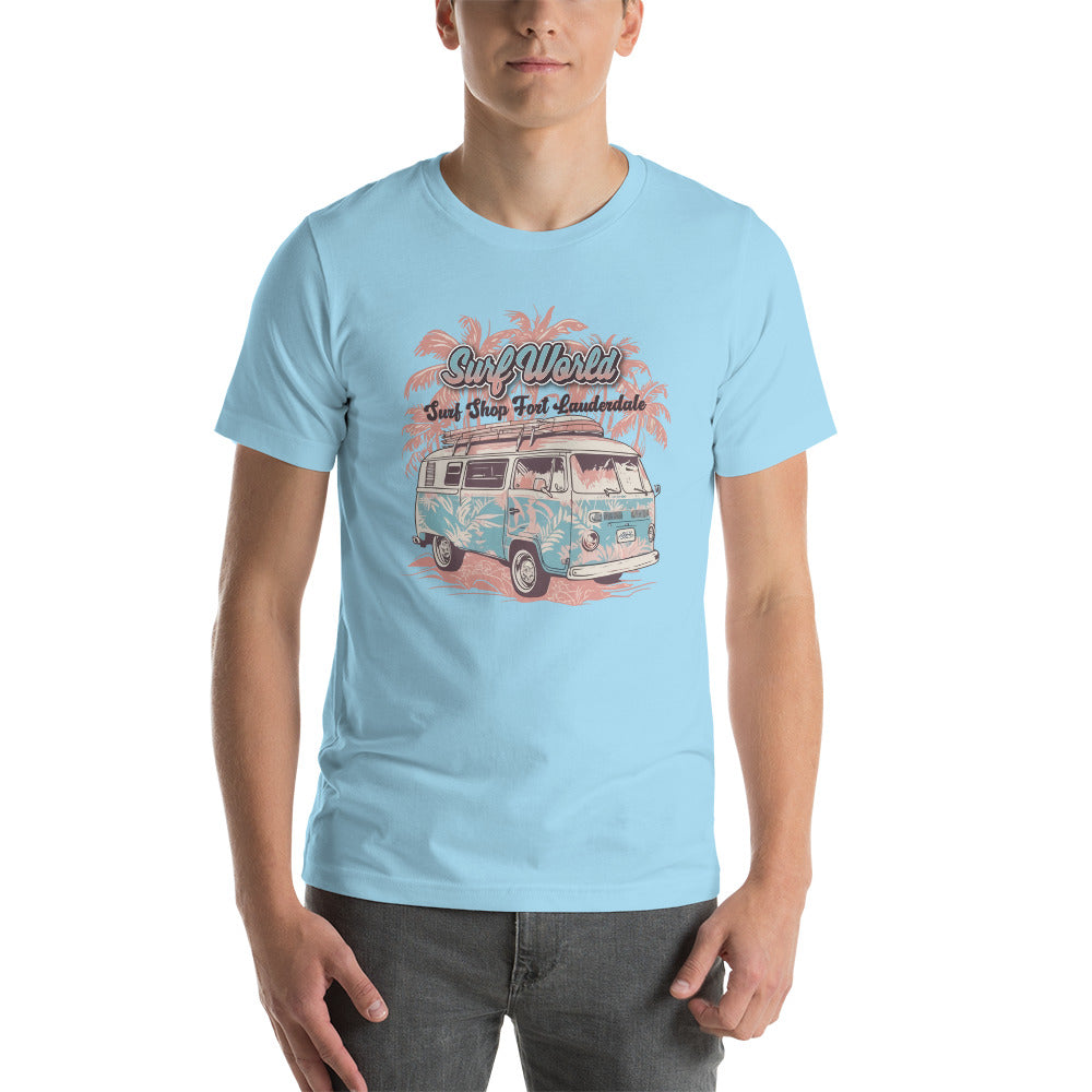 Surf World Floral VW Bus Unisex t-shirt Mens T Shirt Ocean Blue