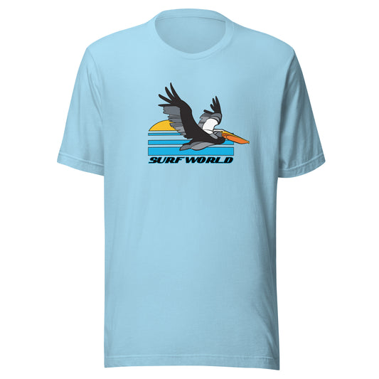 Surf World Florida Pelican Unisex t-shirt Mens T Shirt Ocean Blue