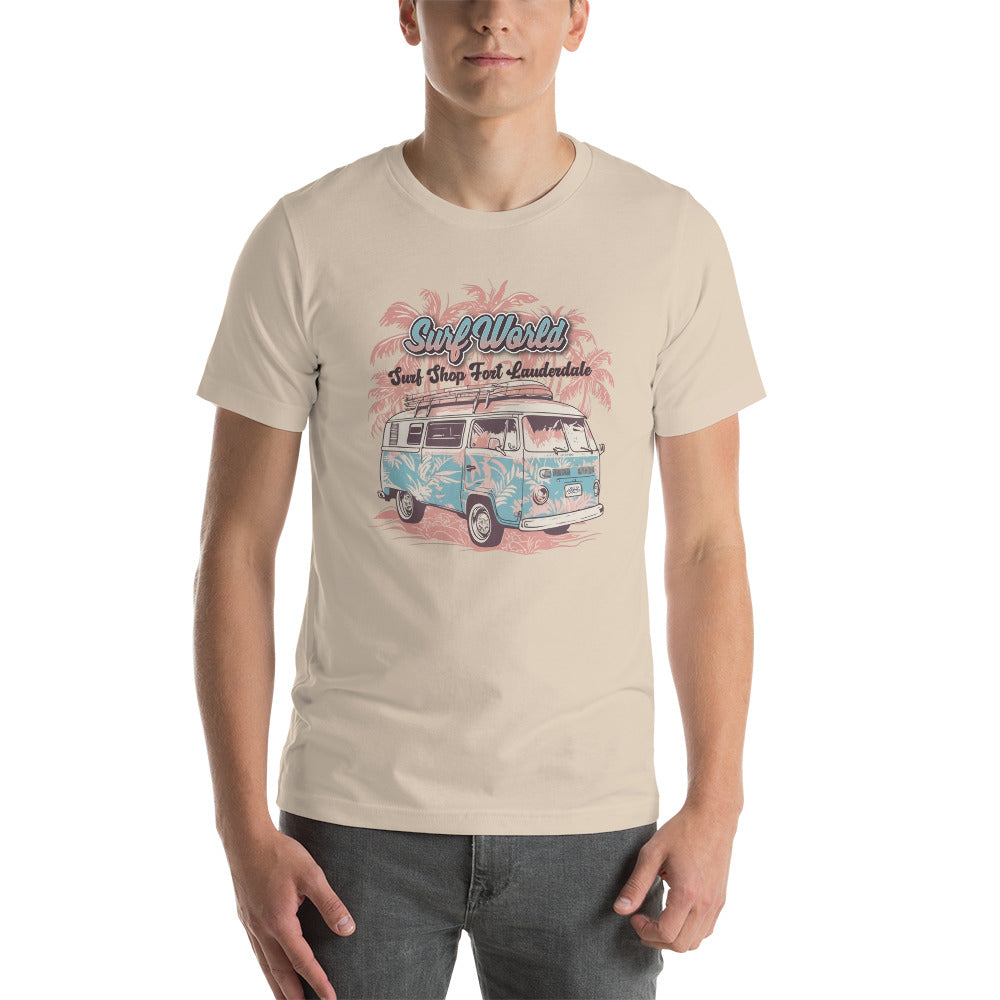 Surf World Floral VW Bus Unisex t-shirt Mens T Shirt Soft Cream