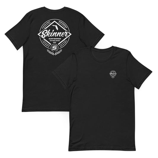 Skinner Surfboards Custom Made in the USA Tee Shirt. Mens T Shirt Vintage Black