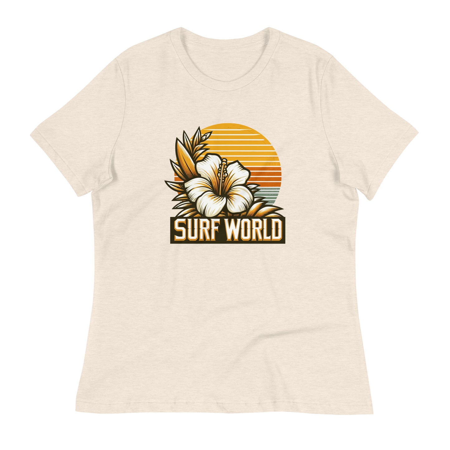 Surf World White Flower Women's Relaxed T-Shirt Womens T Shirt