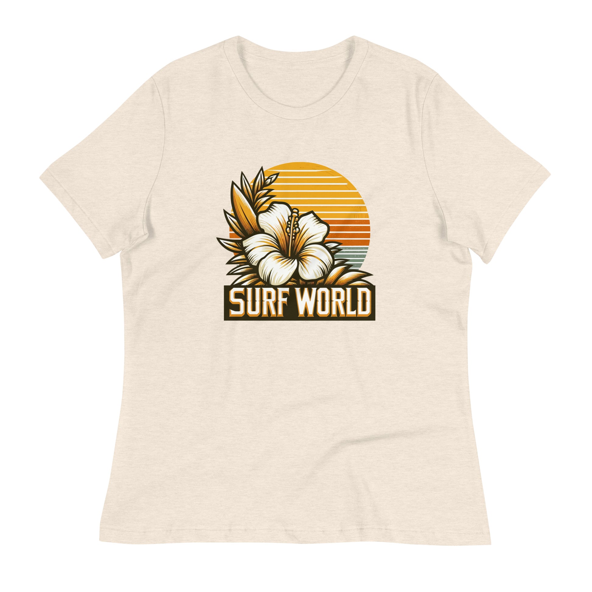 Surf World White Flower Women's Relaxed T-Shirt Womens T Shirt
