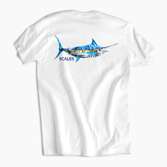 SCALES Tropical Marlin Men's Tee Shirt - White Mens T Shirt