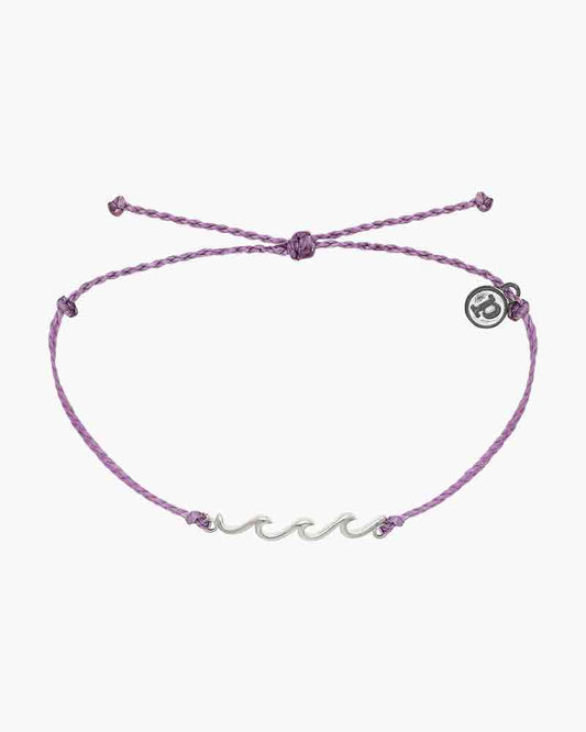 Pura Vida Silver Delicate Wave Bracelet - Purple Jewelry