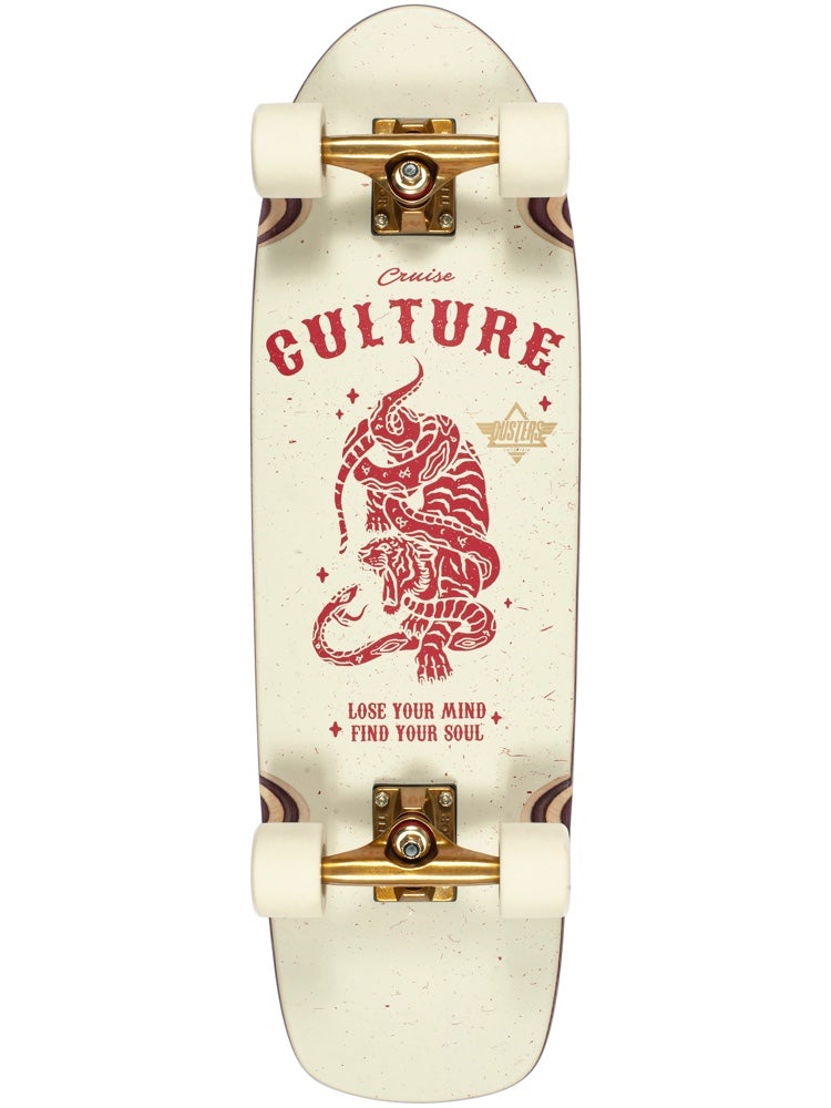 Duster Culture Cruiser 29.5" Complete Skateboard - White Red Longboard Complete