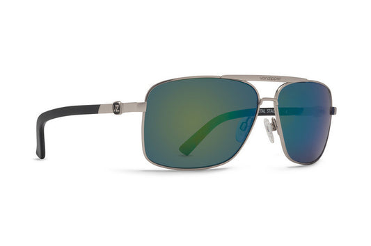 Vonzipper Metal Stache Black Silver Blue Irid Lens Sunglasses SMWFMMSTSSG Sunglasses