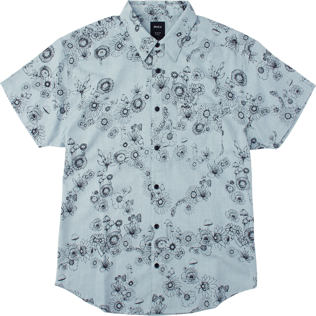 RVCA Sage Short Sleve Shirt - Blue Grey Mens Shirt