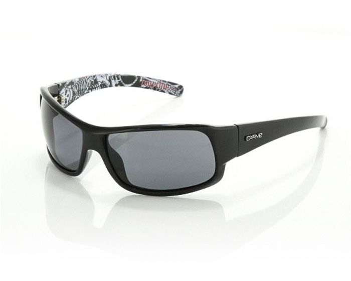 Carve Sonny Polarized Sunglasses - Black Grey / Matte Black / White Sunglasses Black Grey