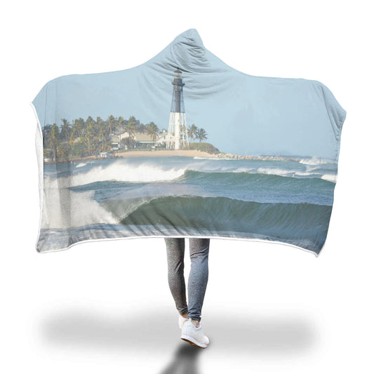 Hillsboro Inlet Surf World Hooded Blanket with Sherpa Lining Hooded Blanket
