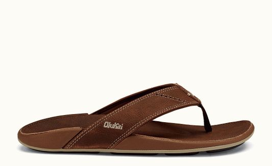 Olukai Nui Leather Men's Sandal - Rum/ Rum Mens Footwear