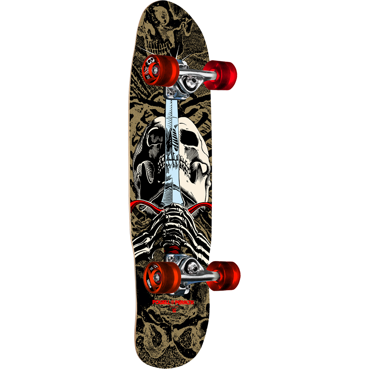 Powell Peralta Mini Skull and Sword Complete Cruiser Skateboard 8" - Gold Complete Skateboard