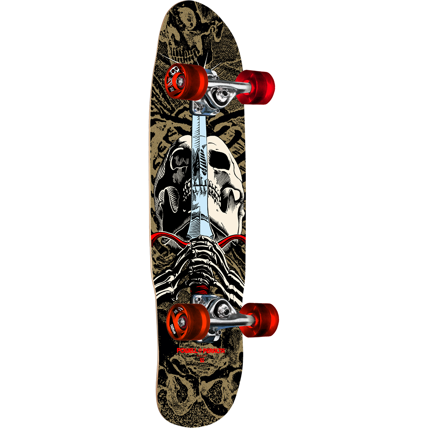 Powell Peralta Mini Skull and Sword Complete Cruiser Skateboard 8" - Gold Complete Skateboard