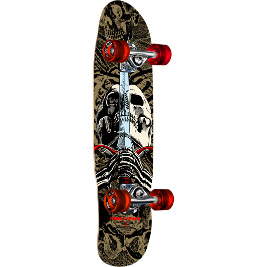 Powell Peralta Mini Skull and Sword Complete Cruiser Skateboard 8" - Gold Complete Skateboard