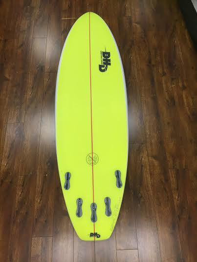 DHD Switch Blade 6'3 x 20-3/4 x 2-3/4 38.04L Hot Yellow Bottom White Top DHD10846 surfboard