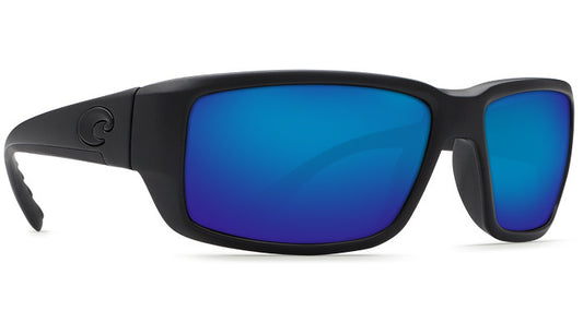 COSTA Fantail Matte Blackout Blue Mirror 580P Polarized Sunglasses Lens Black Logo Sunglasses