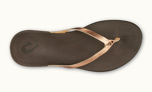 Olukai Ho'opio Leather Women's Sandal - Copper/ Dark Java Womens Footwear