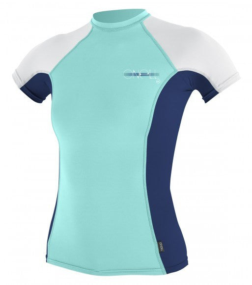 Oneill Women's Skins S/S crew Seaglass Navy White Womens Rashguard