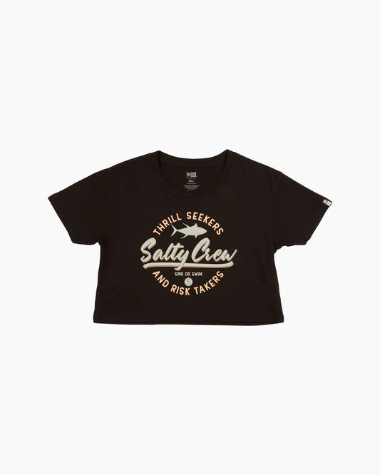 Salty Crew Scripted Crop Top - Black Womens Top