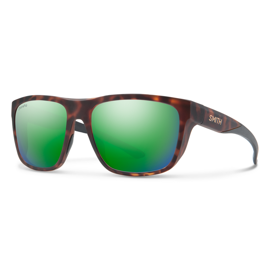 Smith Barra Matte Tortoise ChromaPop Polarized Green Mirror Sunglasses Sunglasses