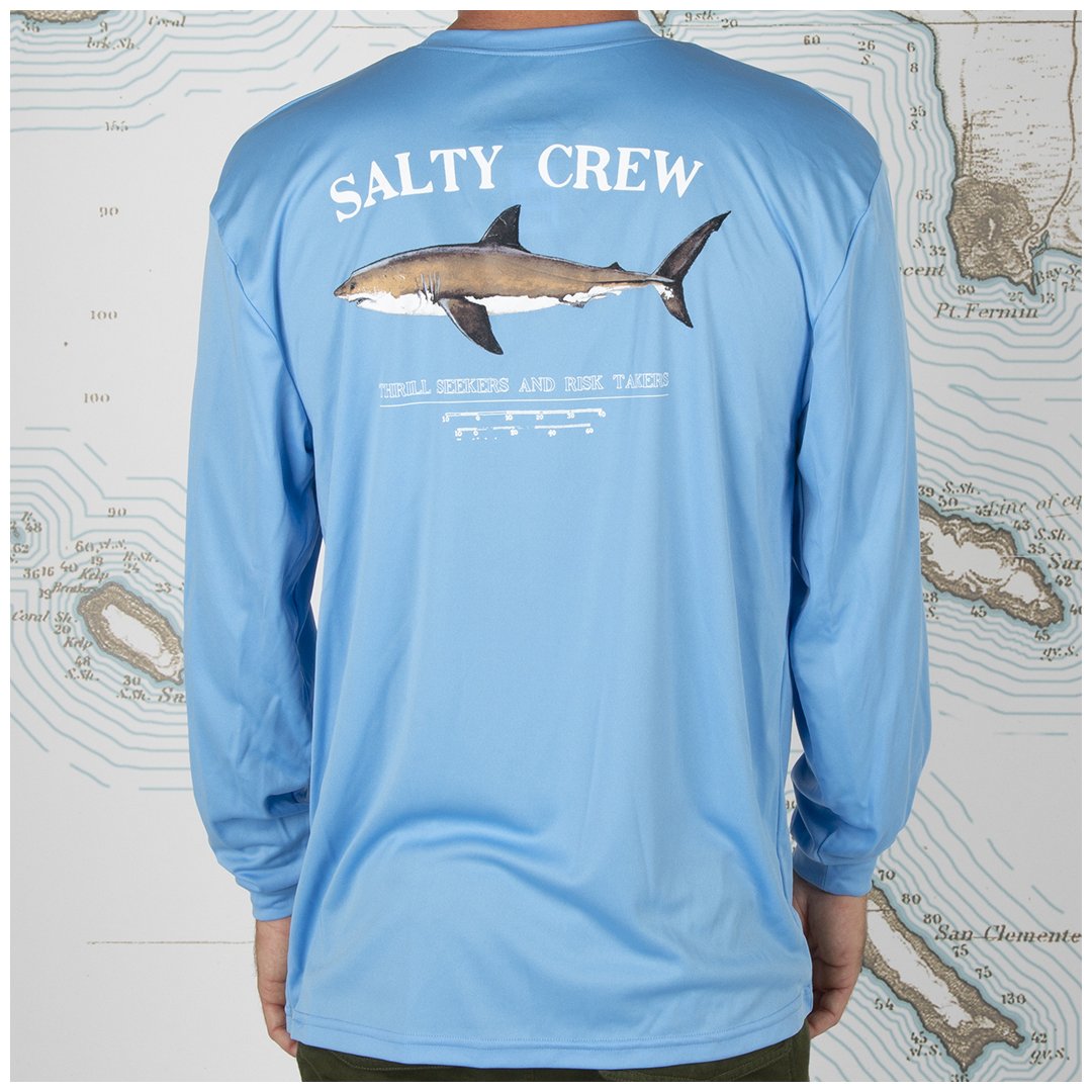 Salty Crew Bruce LS Mens Sunshirt - Colombia Blue Rashguard Sun Protection