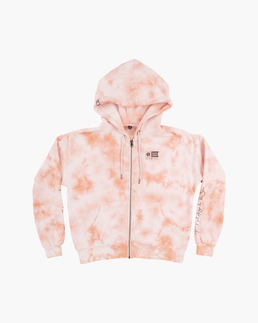 Salty Crew Alpha Tie Dye Zip Womens Hoodie - Peach womens hoodie
