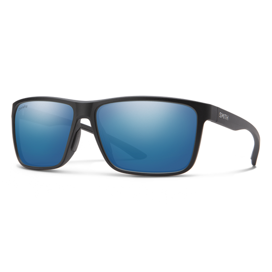 Smith Riptide Matte Black Polarized Glass ChromaPop Blue Mirror Sunglasses Sunglasses
