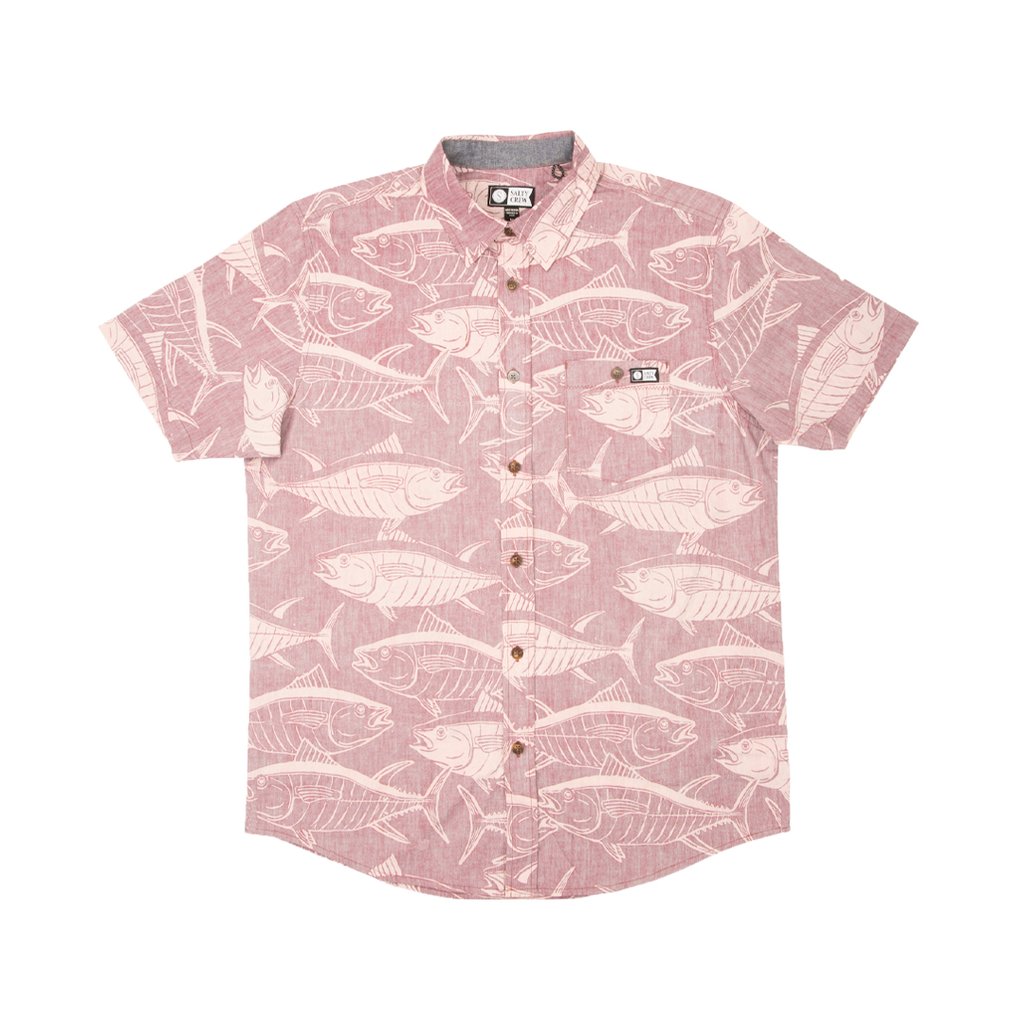 Salty Crew Longline Woven Mens Shirt - Clay Mens Woven Shirt