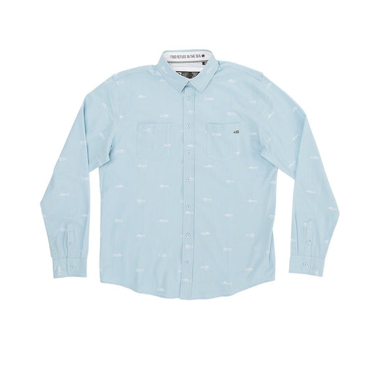 Salty Crew Market L/S Tech Woven - Dusty Blue Mens Woven