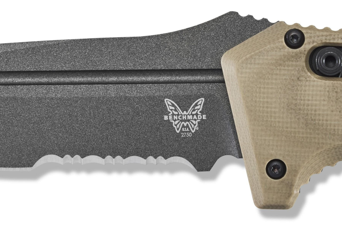 Benchmade Auto Adamas Desert Tan Knife - Tungsten Grey Blade Pocket Knife