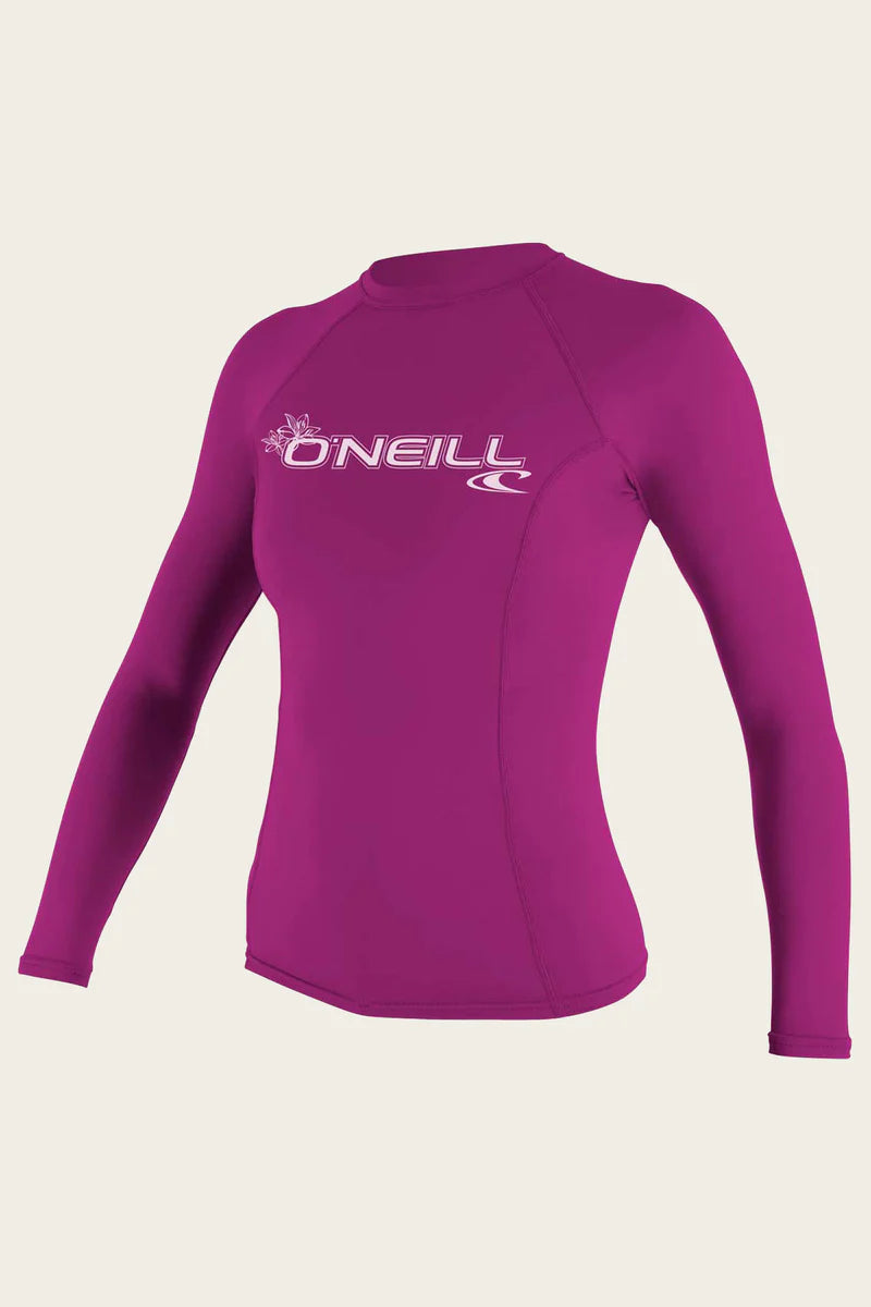 Oneill Women's Basic Skins L/S Rashguard UV 50+ Fox Pink 3549 Womens Rashguard