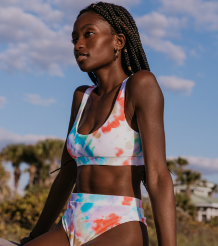 H2Oh Tie Dye Barcelona Banded Top womens swimwear