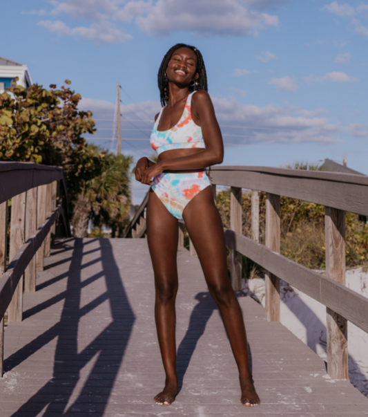 H2Oh Tie Dye Barbados Banded Bottom womens swimwear