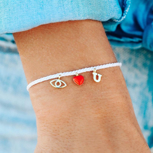 Pura Vida Eye Love You Bracelet - Gold White Jewelry