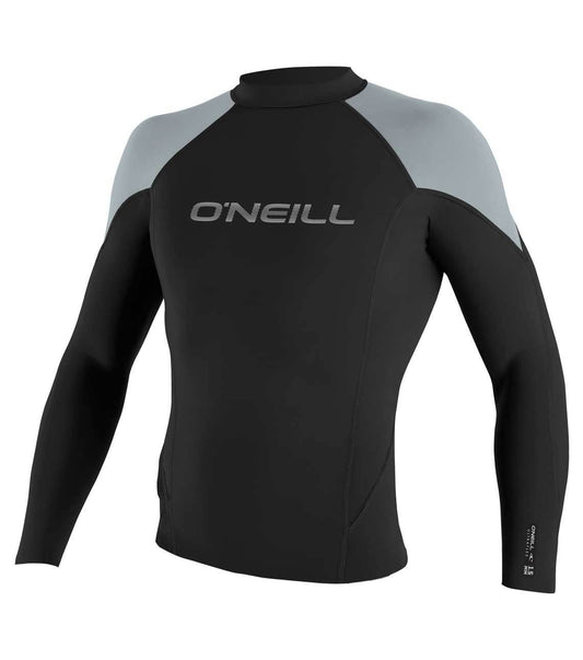 O'neill Hammer 1.5mm LS Crew Wetsuit Top - Black Cool Grey Bright Blue Wetsuit Top