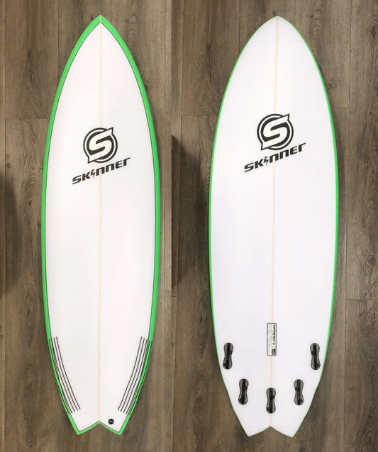Skinner 5'10 x 21" x 34 Liters 5 fin Double Bump Fish Surfboard