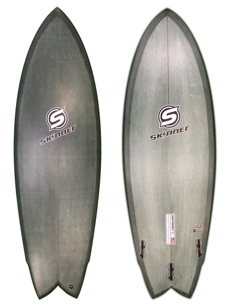 SOLD Skinner Surfboards 5'6" x 20.6" OG Fish Epoxy Army Green Pigment - Twin + 1 Surfboard