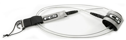 FCS 8' Regular Leash Clear Black Coaxial 2001BLX08F surf leash