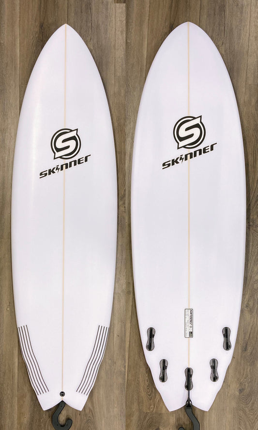 Skinner 6'0 x 21.5" x 35.6 Liters Poly 5 fin Double Bump Fish Surfboard