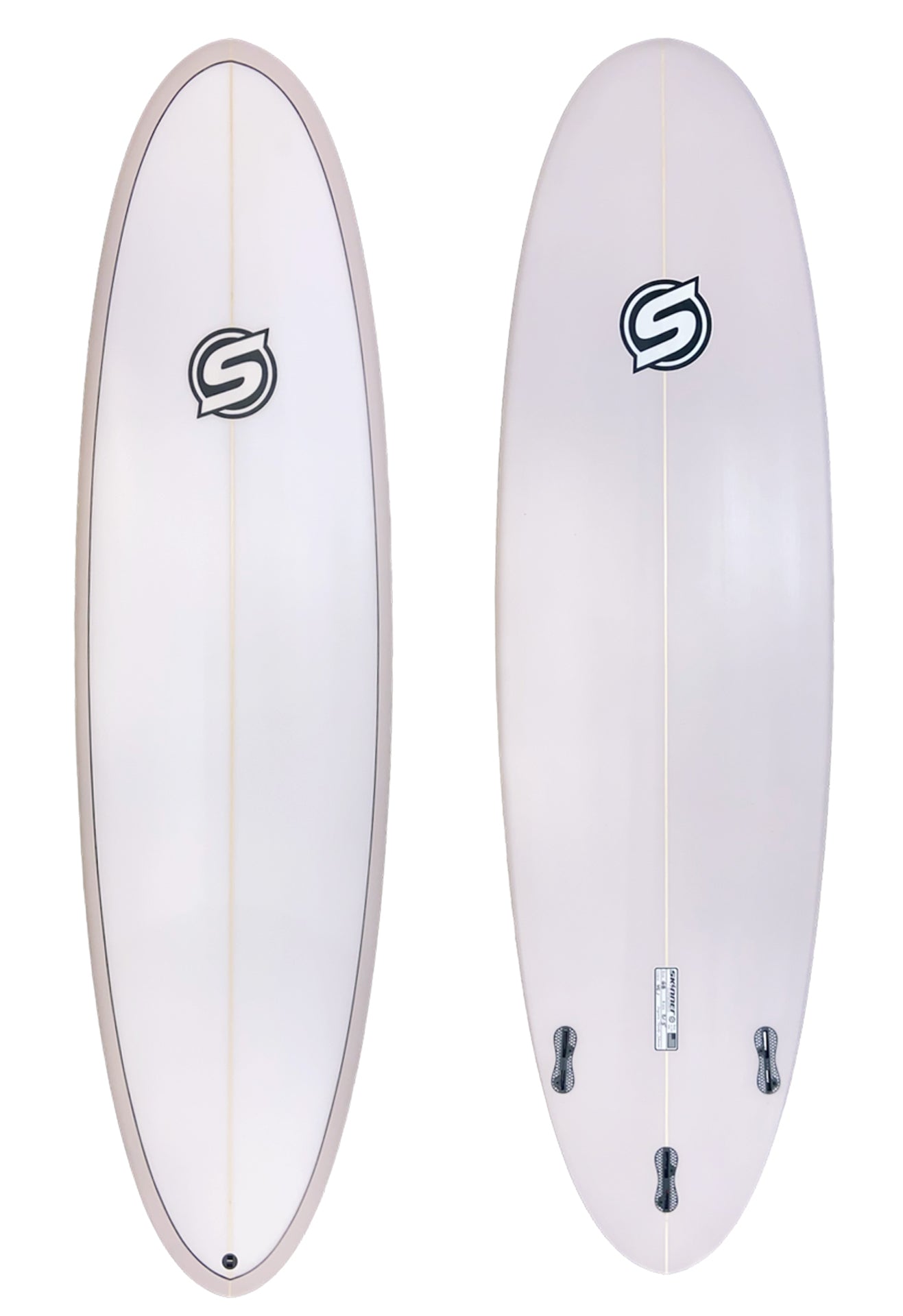 Skinner Surfboards 6'8" x 21.5 x 2.75" 46.1L Poly Double Ender FCS2 Tri Fin Surfboard