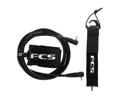 FCS 9' Regular Calf Leash Clear Black 2007BLX09F surf leash
